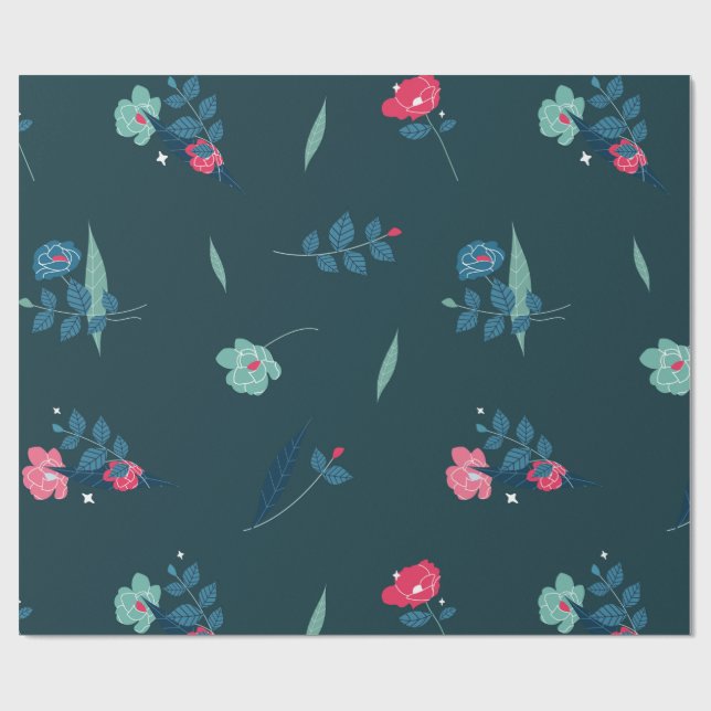 Midnight Garden Floral Wrapping Paper (Flat)