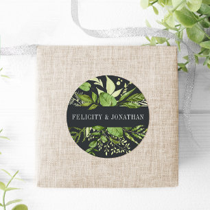 Midnight Garden   Green Botanical Wedding Classic Round Sticker
