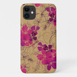 Midnight Garden Hawaiian Faux Wood Pink iPhone 11 Case