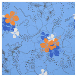 Midnight Garden Hawaiian Hibiscus Floral Fabric