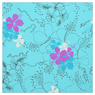 Midnight Garden Hawaiian Hibiscus Floral Fabric