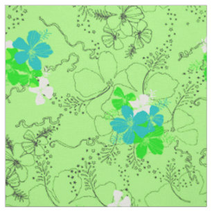 Midnight Garden Hawaiian Hibiscus Floral Fabric