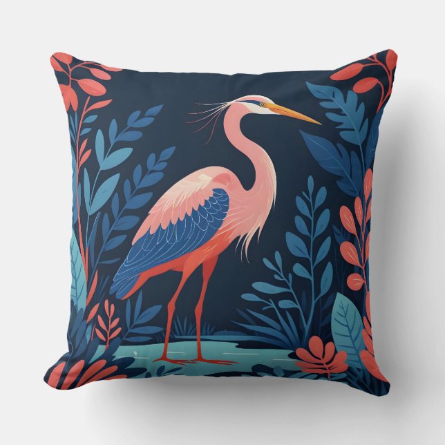 midnight garden heron pillow (Front)
