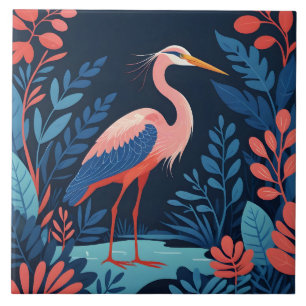 midnight garden heron tile