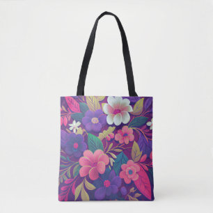 Midnight Garden Jewel Floral Tote Bag
