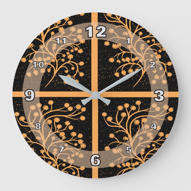 Midnight Garden Line – Golden Amber Large Clock (Front)