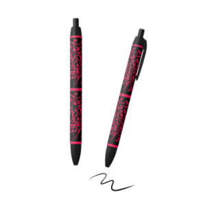 Midnight Garden Line Raspberry Bloom Black Ink Pen