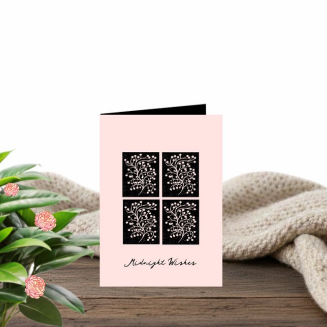 Midnight Garden Line Soft Pink Birthday Card (Creator Uploaded)