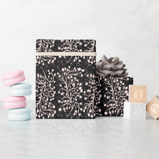 Midnight Garden Line Soft Pink Wrapping Paper (Baby Shower)