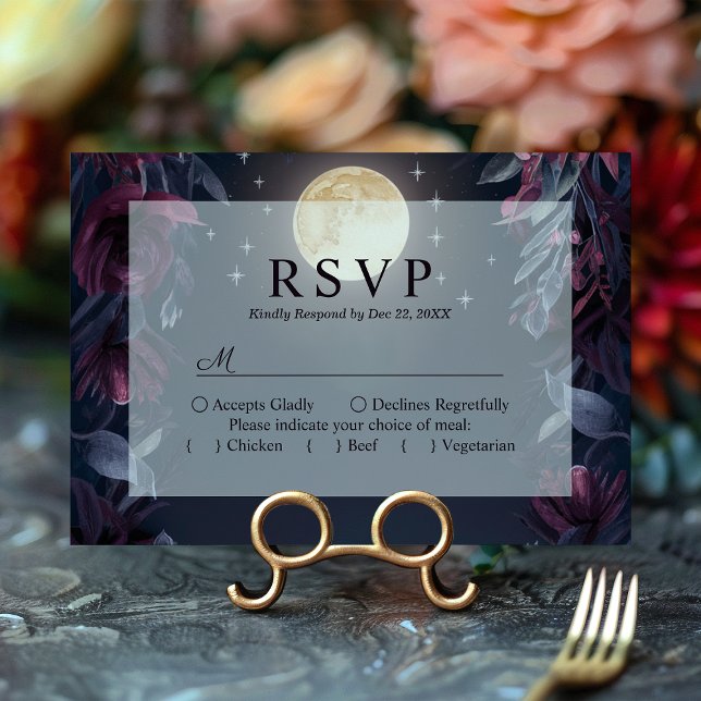Midnight Garden Moon Wedding RSVP Card (Creator Uploaded)