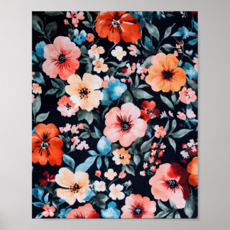 Midnight Garden Symphony Print | Bold Floral Art