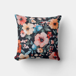 Midnight Garden Symphony Print | Bold Floral Art | Throw Pillow