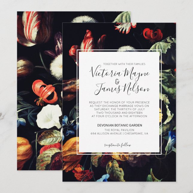 Midnight Garden Wedding Invitation (Front/Back)