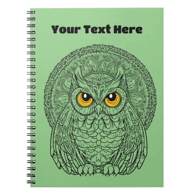 Midnight Gaze Eclipse Watcher Owl Notebook (Front)