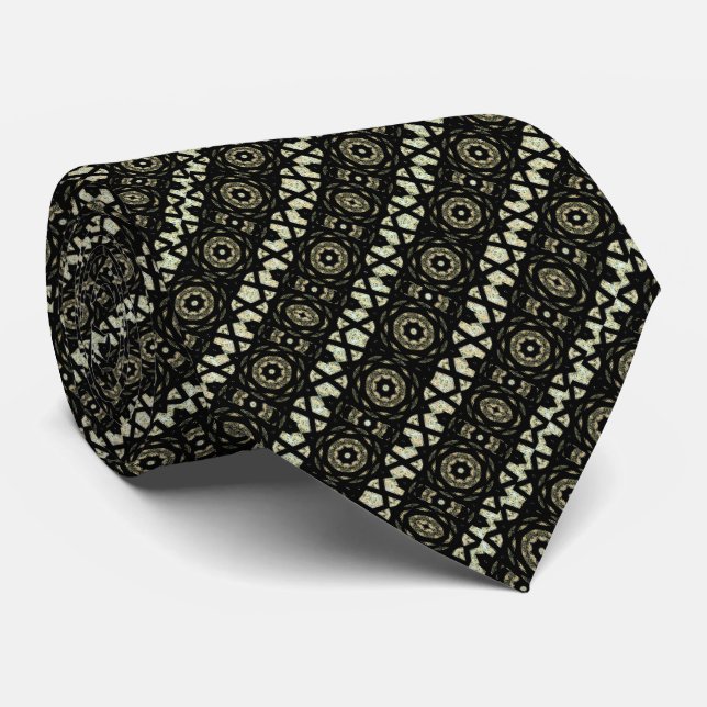 Midnight Geometry – Abstract Pattern Tie (Rolled)