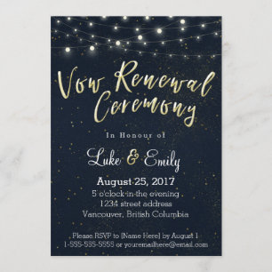 Midnight Glamour Vow Renewal Ceremony Invitation