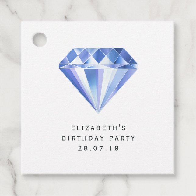 Midnight Glimmer Diamond Favour Tags (Front)
