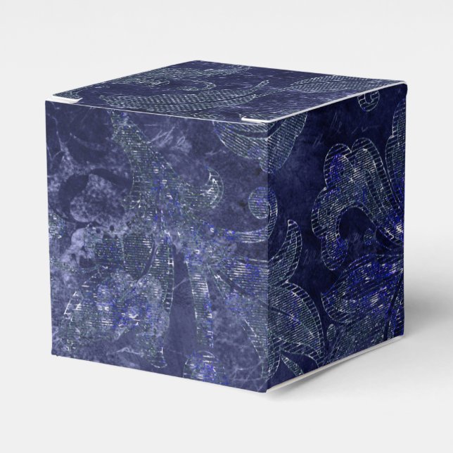 Midnight Glimmer Vintage Damask Favor Box (Front Side)