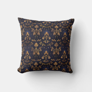 Midnight Gold Baroque Princesscore Throw Pillow