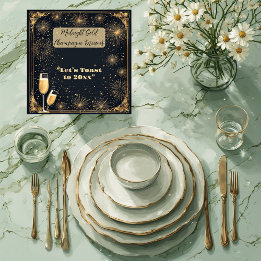 Midnight Gold Champagne Dreams Bubbly New Year Fun Napkin