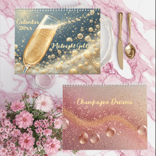 Midnight Gold Champagne Dreams Funky Quotes Modern Calendar