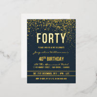 Midnight | Gold Confetti 40th Birthday Party