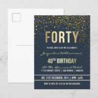 Midnight | Gold Confetti 40th Birthday Party