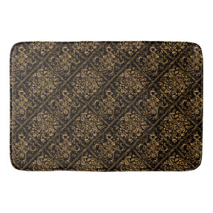 Midnight Gold Damask Elegance Bath Mat