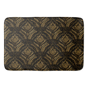 Midnight Gold Damask Elegance Bath Mat