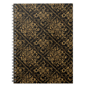 Midnight Gold Damask Elegance Notebook