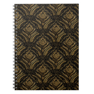 Midnight Gold Damask Elegance Notebook