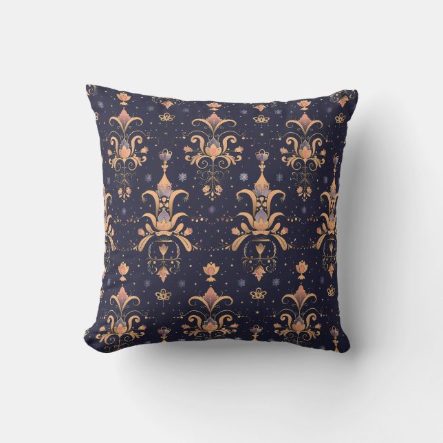 Midnight Gold Enchantment Princesscore Throw Pillow (Front)
