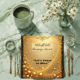 Midnight Gold Faux Champagne Dream Bubbly New Year Napkin