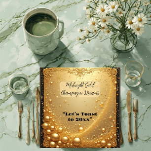 Midnight Gold Faux Champagne Dream Bubbly New Year Napkin