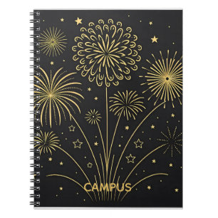 Midnight Gold Fireworks Premium Notes Notebook