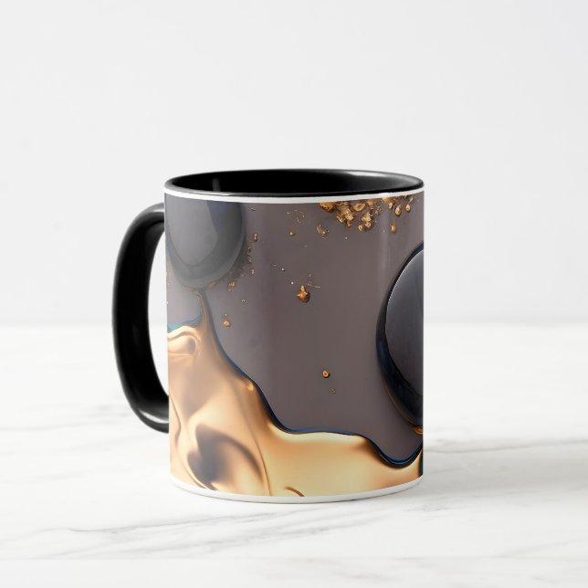 Midnight Gold Liquid Marble Mug (Front Left)