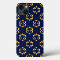 Midnight Gold: Luxe Geometric Pattern on Deep Blue