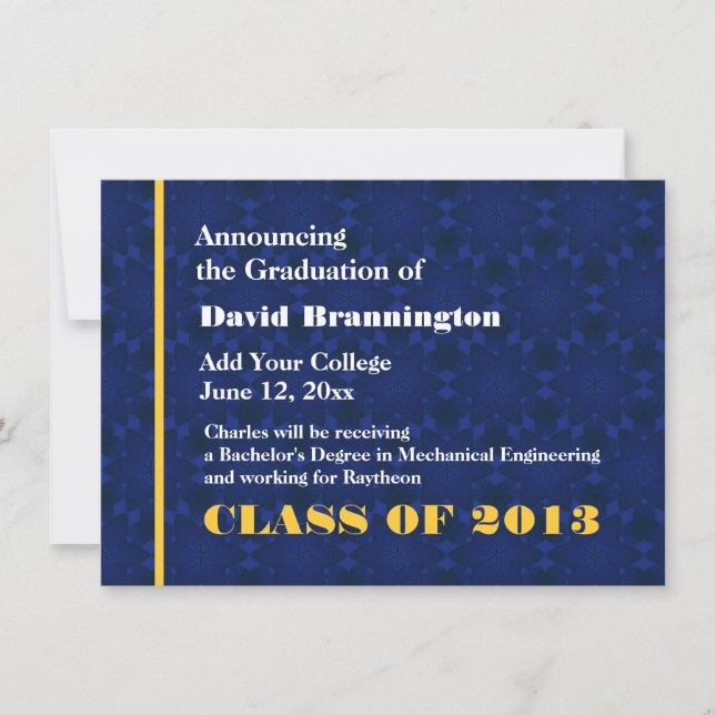 Midnight Gold New Grad Announcement Any Year G201 (Front)