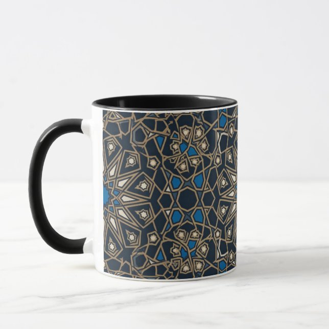 Midnight & Gold Royal Islamic Geometric Mosaic Mug (Left)