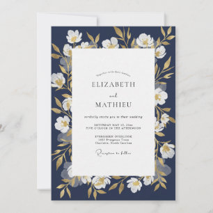 Midnight Gold Vine Wedding Invitation