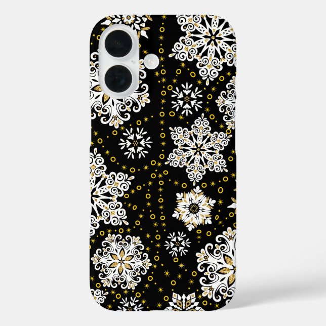 Midnight Golden Snowflakes Glam Case-Mate iPhone Case (Back)