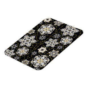 Midnight Golden Snowflakes Glam Magnet