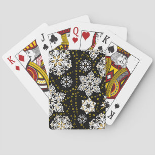 Midnight Golden Snowflakes Glam Playing Cards