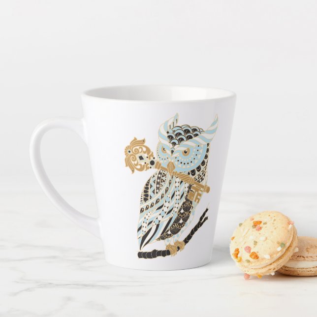Midnight Great Horned Owl Latte Mug (In Situ)