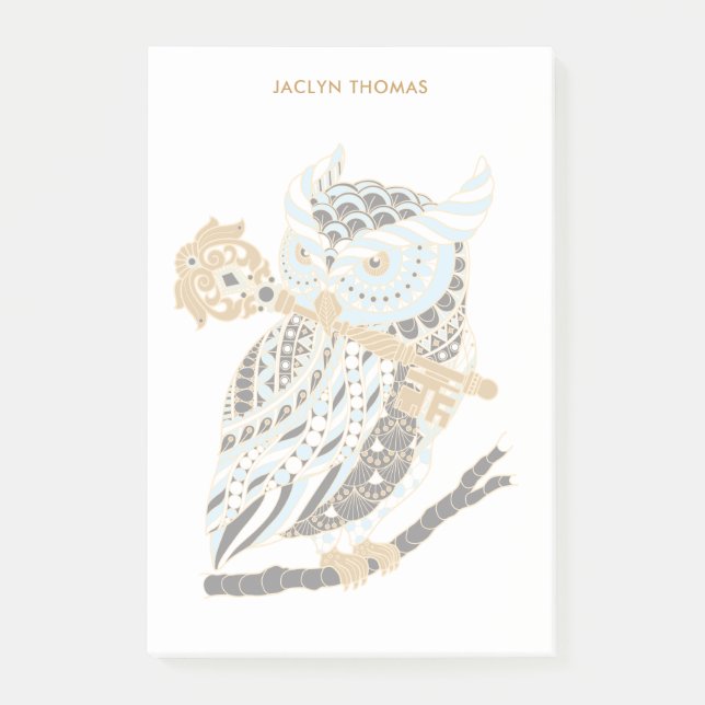 Midnight Great Horned Owl Personalized Post-it Notes (Front)