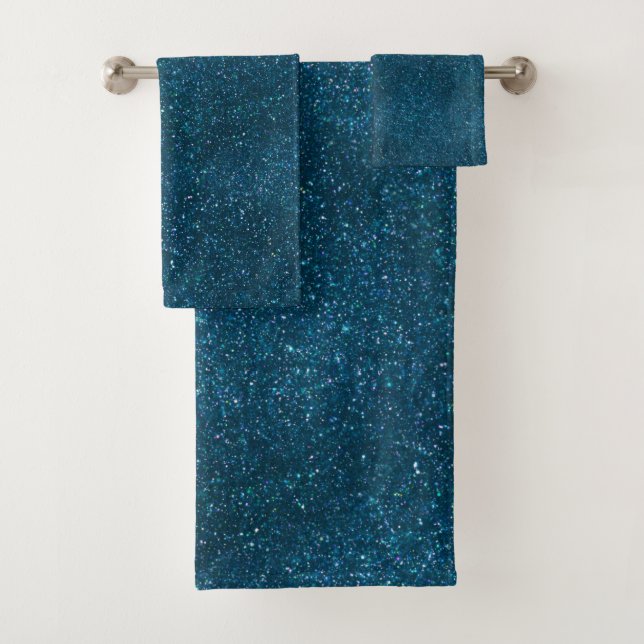Midnight Green Glitter Bath Towel Set (Insitu)