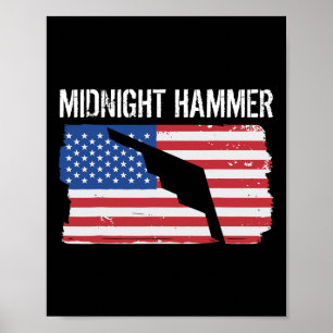 Midnight Hammer B-2 Stealth Jet Operation Usa Flag Poster