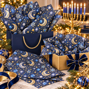 Midnight Hanukkah Celestial Stars & Moons Tissue Paper