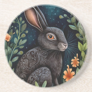 Midnight Hare Sandstone Coaster