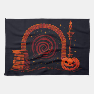 Midnight Hearth Medieval-Orange and black Kitchen Towel